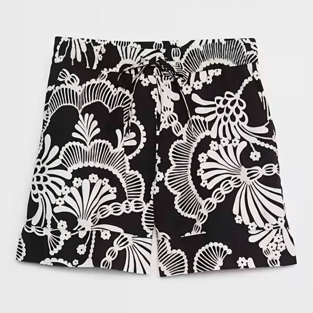 Banana Republic Black & White Floral Tie-Front Shorts